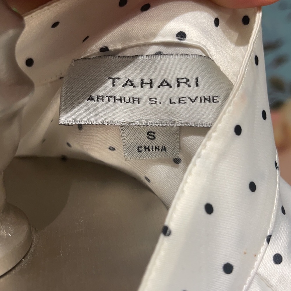 Tahari Polka Dot Ruffle Blouse - Picture 5 of 6